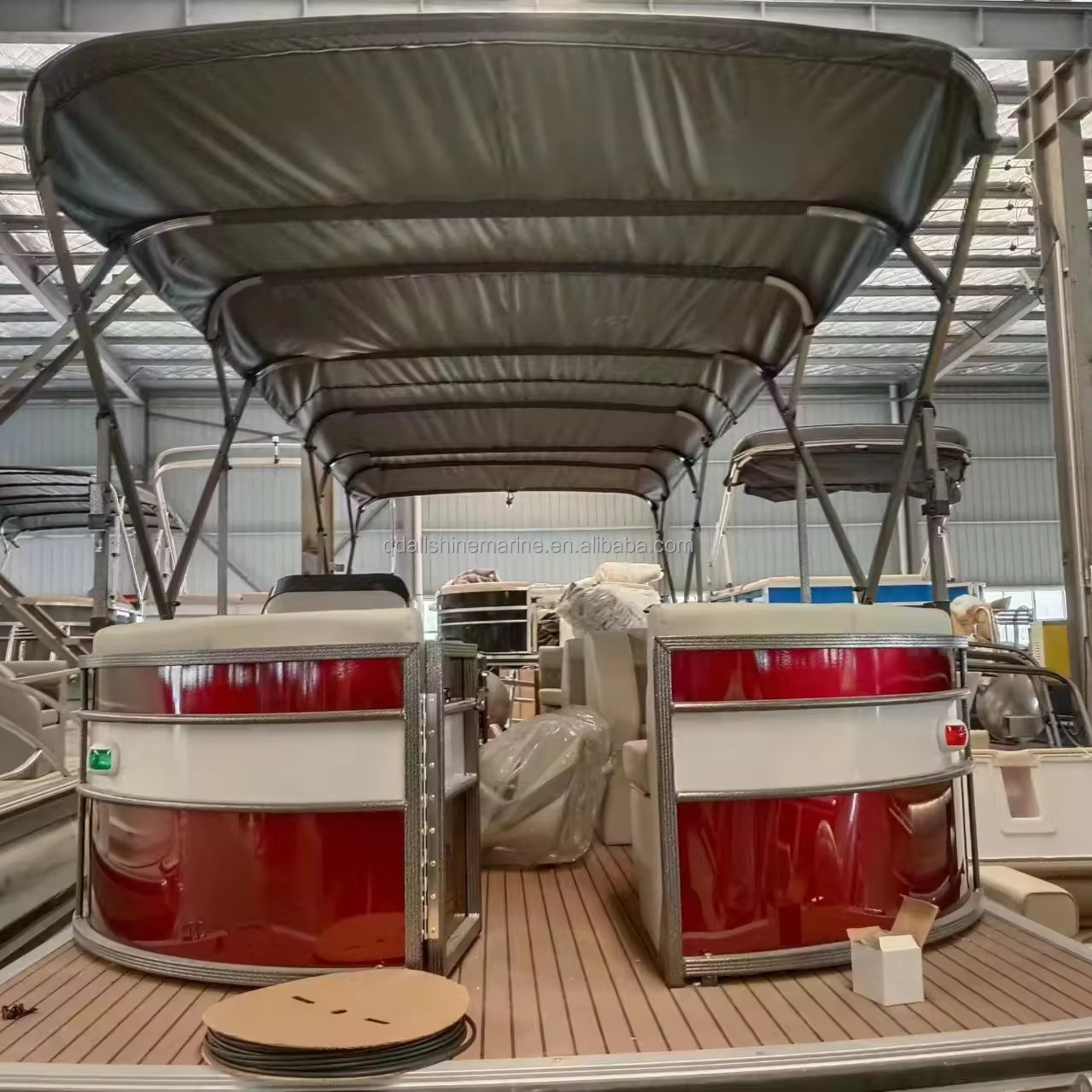 Luxury 27ft/8.2m Aluminum Pontoon Boat 14-Passenger Family Party Rowing Yacht with Outboard Engine for Fishing & Sales